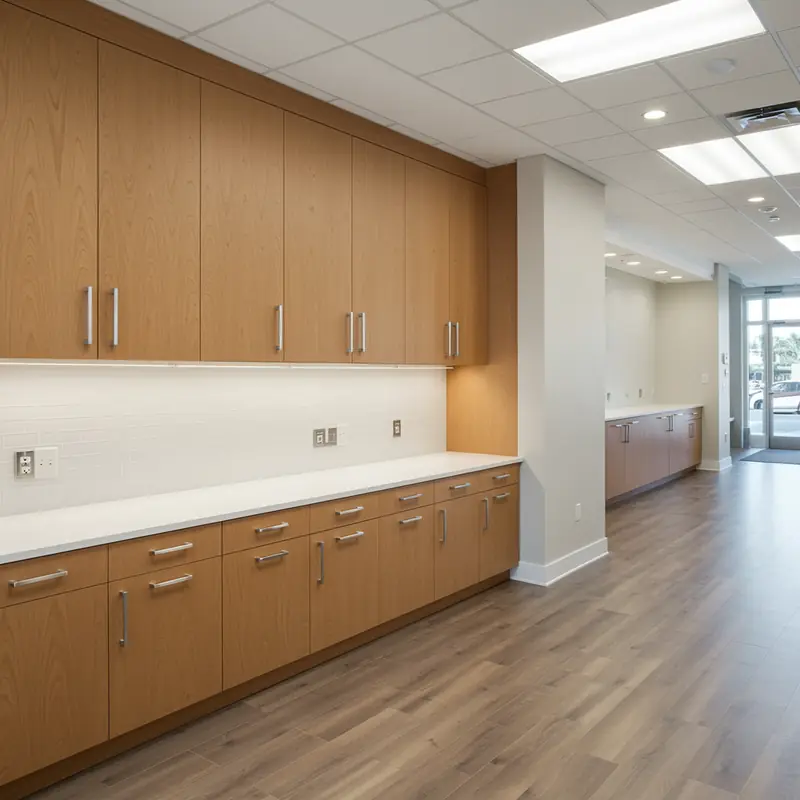Custom wood cabinetry in a modern commercial space in Bayshore Gardens, FL