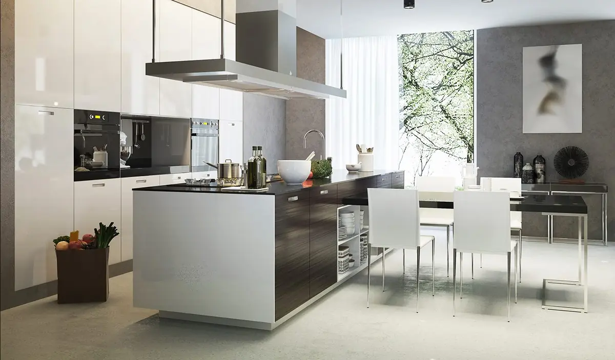 Contemporary kitchen with custom cabinetry