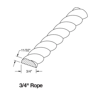 0.75 in Rope Accent cabinet molding profile