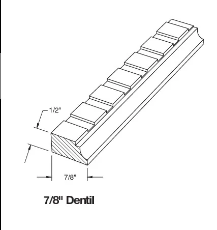 0.875in Dentil Accent cabinet molding profile
