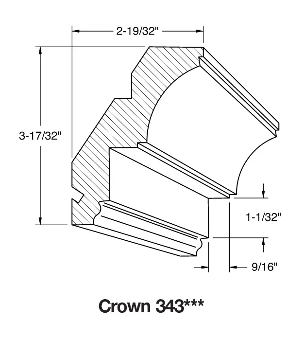 Crown 343 cabinet molding profile