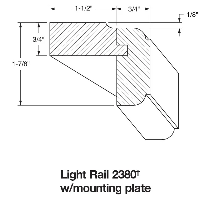 Light Rail 2380 with Mounting Plate cabinet molding profile