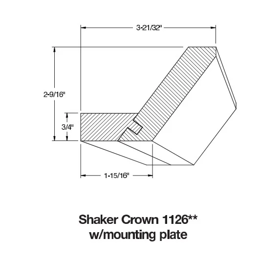 Shaker Crown 1126 with Mounting Plate cabinet molding profile