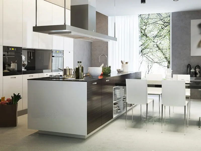 Contemporary Kitchen with custom cabinetry