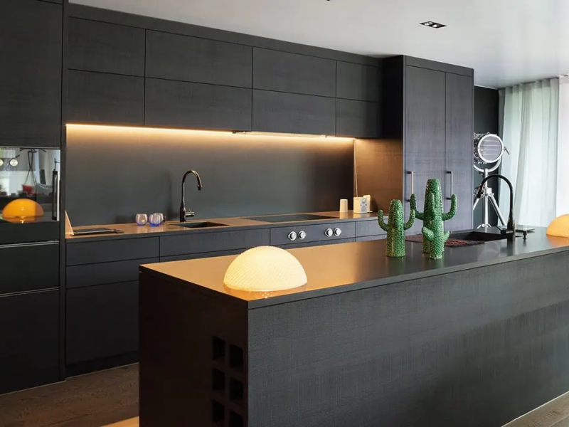Contemporary Kitchen with custom cabinetry