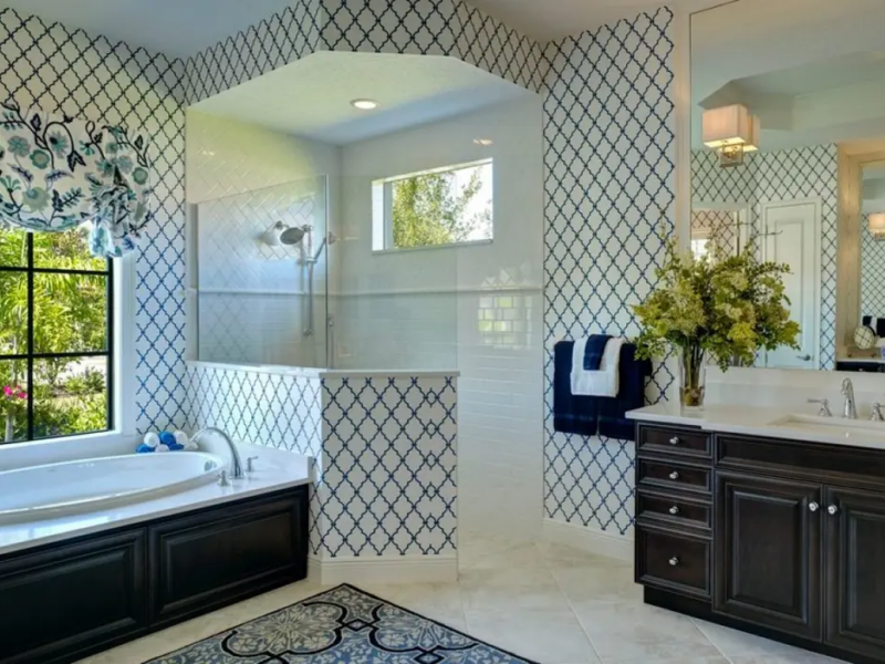 Traditional Bath with Custom Cabinets