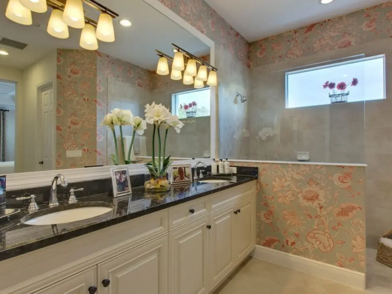 Traditional Bath with Custom Cabinets