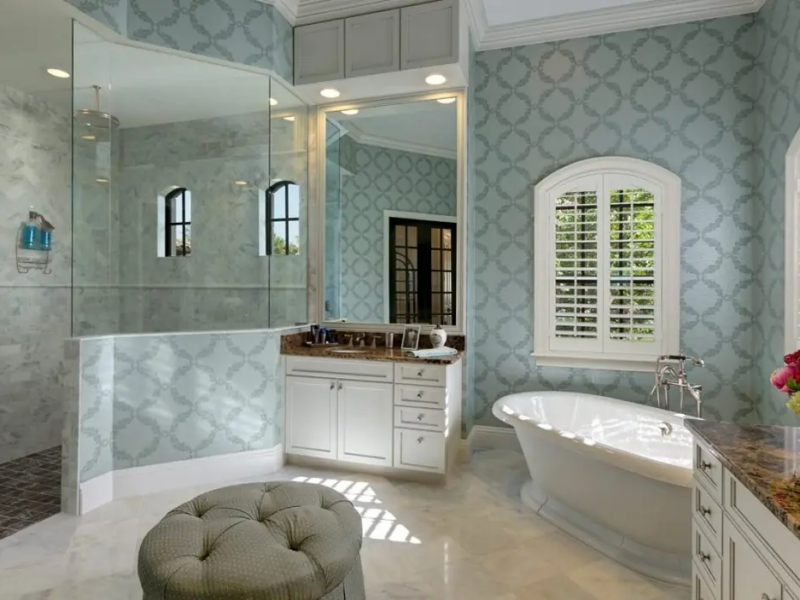 Transitional Bath with Custom Cabinets