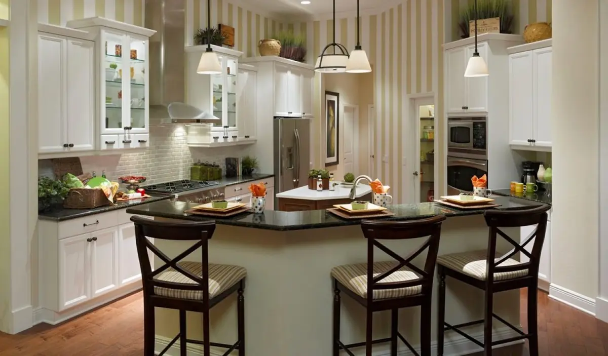 Transitional kitchen with custom cabinets