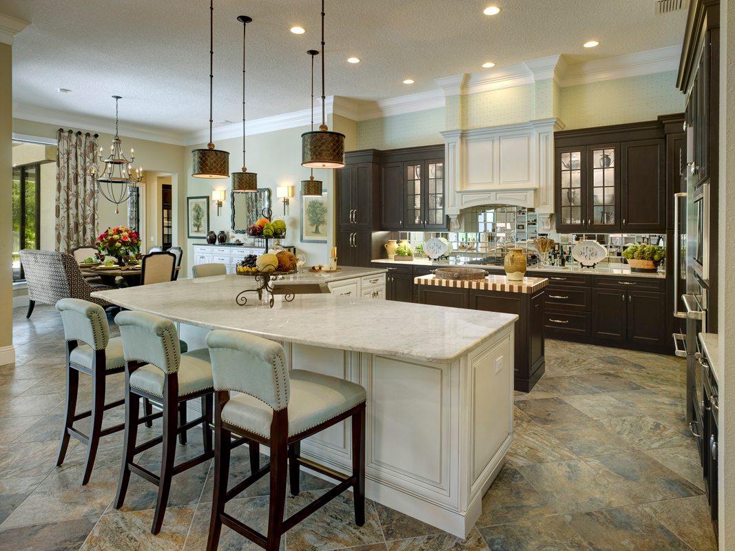 Traditional Kitchen with Custom Hood and Double Island